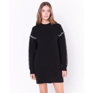 English Factory SZ Medium Whip Stitched Knit Mini Dress Black & White EUC $120